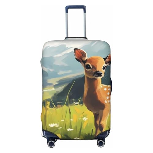 Deer In The Meadow Elastic Travel Luggage Cover, Washable Spandex Suitcase Protector, Anti-Scratch Fits 18-32 Inch