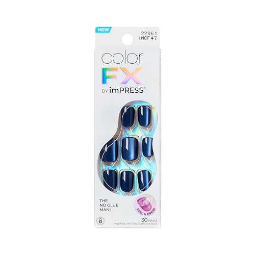 Kiss Impress No Glue Mani Press On Nails ColorFX Velvet Romance Purple Short Size Squoval Shape Includes 30 Nails Prep Pad Instructions Sheet 1 Manicure Stick 1 Mini File