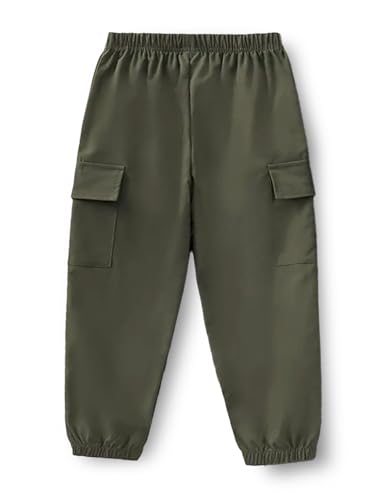 Image of Trampoline Kids Joggers Trackpants Pack of 2 - Black & Green | Knit Cotton Blend Cargo Style Pants for Boys & Girls | Soft Elastic Waist Track Bottoms with Pockets | Comfy Everyday Activewear