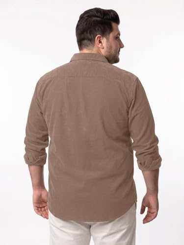Image of Urbano Plus Men's Corduroy Full Sleeve Regular Fit Solid Overshirt with Utility Pockets