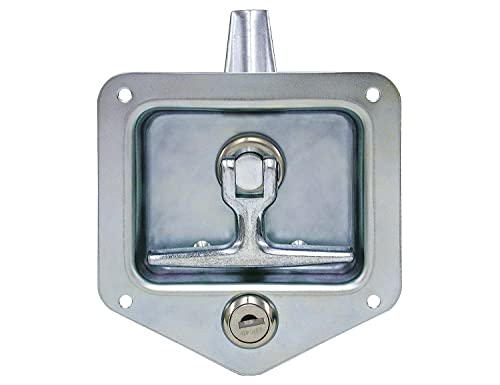 Image of Buyers Products L8815 T-Handle Latch, Locking Single Point Latch With Gasket, With 2 Keys, Polished Stainless Steel, For Truck Bed Tool Boxes, Trailer Doors, RVs, Campers, Truck Cap Latch