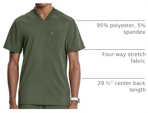 Image of Cherokee Infinity Mens Scrubs Top V-Neck Modern Fit 2 Pocket 360 Stretch
