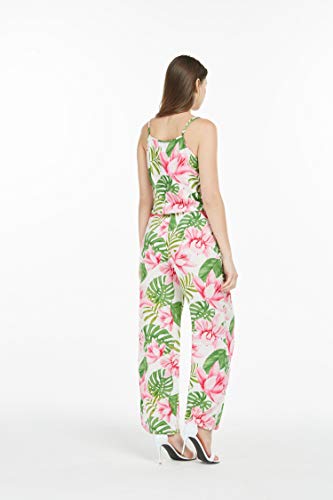 Image of Matchable Family Hawaiian Luau V Neck Jumpsuit, Lotus and Orchid, Women, Medium