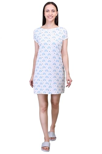 Image of CAMEY Printed Knee Length Nighty|Loungewear|Nightwear|Sleepwear|Home Wear Short Nighty for Women