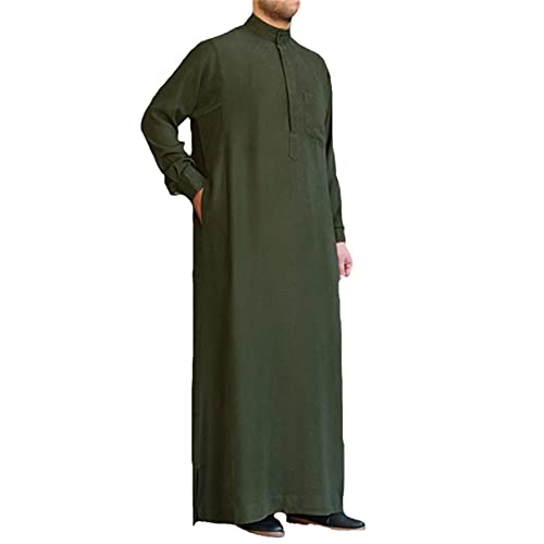 Traje vintage de manga larga tipo jubba thobe holgado en color verde ejército L