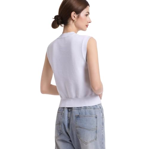 Image of Womens Sweater Vest Sleeveless Cotton Casual V Neck Pullover