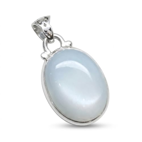 Natural Sri Lankan Moonstone 925 Solid Sterling Silver Pendant 25mm