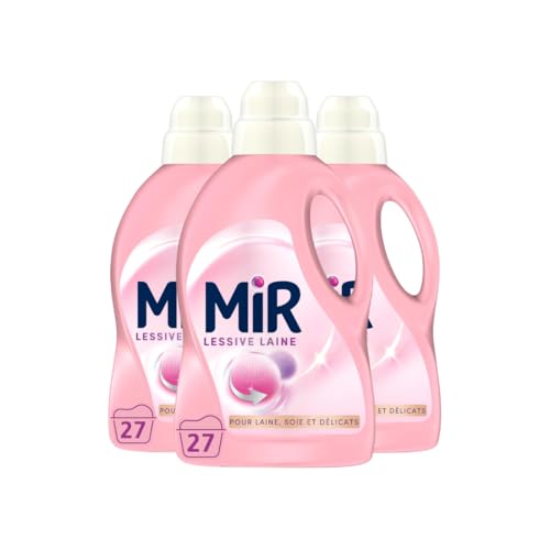 Mir - Lot de 3 lessives liquides - Laine - Main & Machine - Raviveur - Formule Unique 3en1-3 x 1.35L - Pack Familial