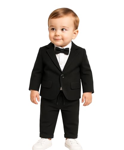 Image of SIRRI Baby Boys Textured Slim Fit Suit 4-Piece Ring Bearer Set (Newborns to 24 Months)