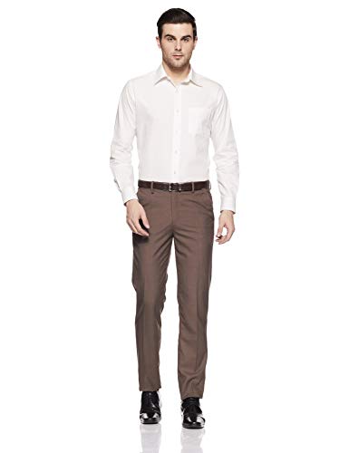 Image of Men Grey Textured Formal Trousers