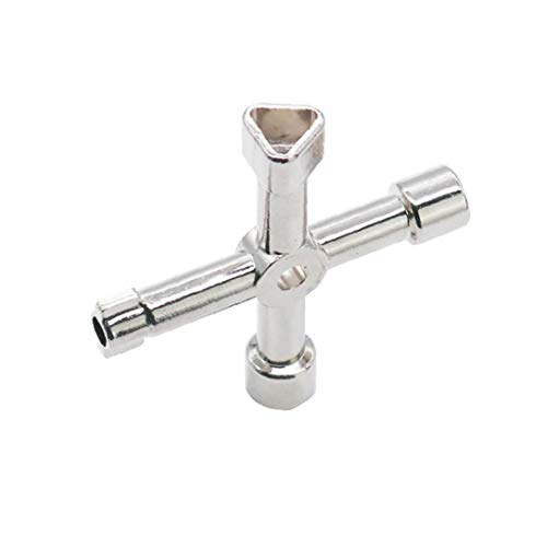 Croix clé multifonctions 4 Way Spanner outil Argent portable pour Compteur électrique Ascenseur eau Cover
