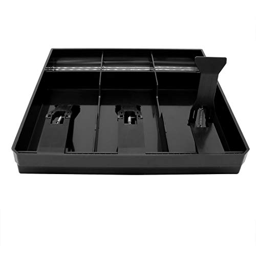 Cash Register Drawer Insert Tray 3 Bill/3 Coin Compartments with Plastic Clip for Money Storage, Black - Thumbnail 7