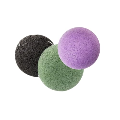 VINTORKY Esponjas Faciales Naturales de 3 Piezas (negro, Verde, Morado) para Lavado de Cara, Exfoliación Delicada y Cuidado de Epidermis Sensible, Biodegradables y Veganas, Ideales para