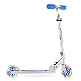 Beleev V1 Scooters for Kids 2 Wheel Folding Kick Scooter for Girls Boys, 3 Adjustable Height, Light Up Wheels for Children 3 Years to 14 Years Old (Blue)