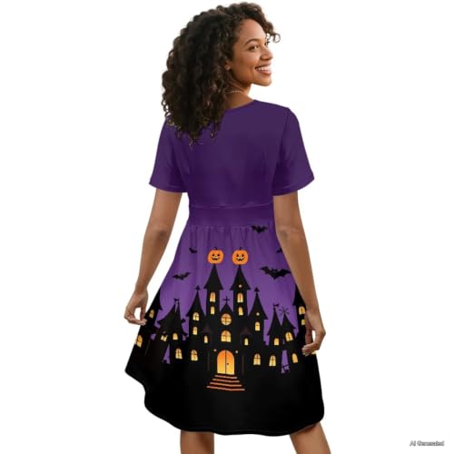 Image of Women's Summer Dresses Short Sleeve Formal Dresses with Pockets