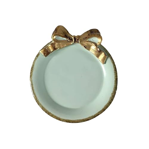 Holibanna Delicate Blue Cake Platter with Elegant Bow Knot for Serving Desserts Fruits and Snacks for Afternoon Tea and Party Table Decor