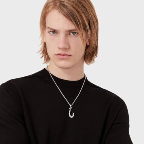 Fish Hook Necklace 925 Sterling Silver Hawaii Fishing Pendant Nautical Jewelry Gifts for Men Women, w/Stainless Steel Chain 22"+2"3