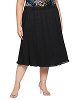 wild U Women Plus Size Pleated A-line Midi Stylish Sheen Latest Western Skirt (Black, Waist : 36")