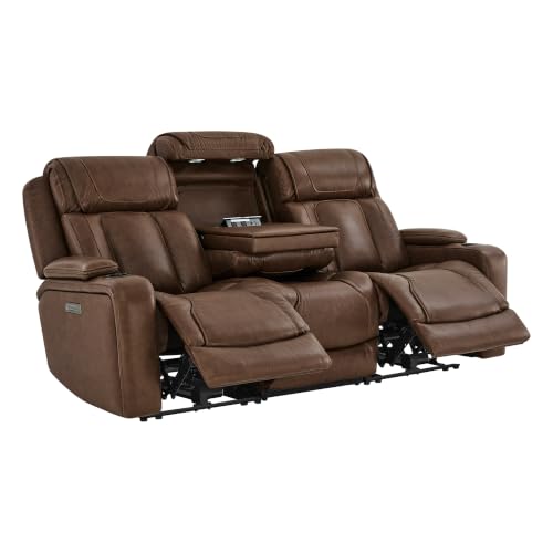 Image of Watson & Whitely Power Reclining Sofa 3-Seat Middle Flip Back, Cafe Brown