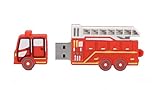 Ecoodisk 64GB USB 2.0 Flash Drive Cartoon Novelty Strong Fire Truck Memory Stick Silicone Rubber Pendrive