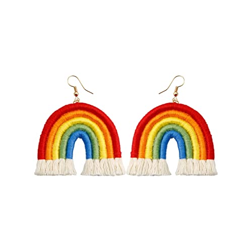 Rainbow Layered Tassel Beaded LGBT Pride Dangle Earrings Colorful Gay Lesbian Pride Earrings for Women Jewelry