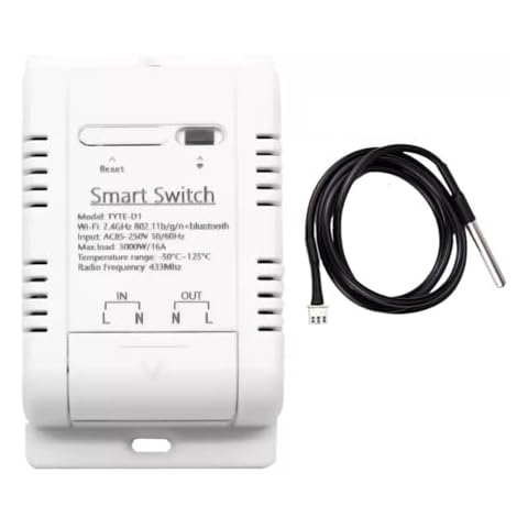 MHCOZY WiFi Temperature Controller Sensor Module, Tuya app Wireless Remote 16A Smart Switch with Energy Consumption Monitoring,Work with Alexa Google Cover