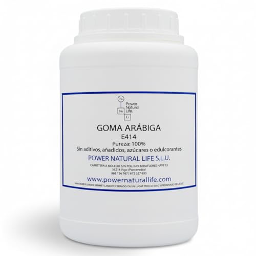 Goma Arábiga en Polvo 100% Pura 1kg Power Natural Life | Goma Acacia Polvo Grado Alimentario | E414 Emulsionante Natural Estabilizador | Decoración Pasteles | Vino Cerveza Estabilización