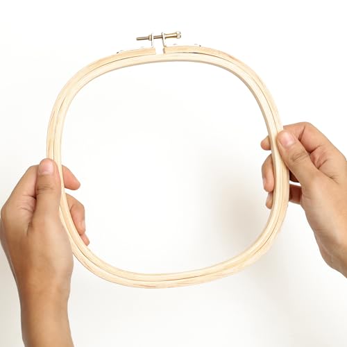 Image of EmbroideryMaterial Wooden Square Embroidery Hoop Ring Frame (7.75 x 7.75 Inch) | for Cross Stitch, Hand Embroidery, Sewing, DIY Craft, Aari Work & Wall Decor with Brass Screw (1 Piece)