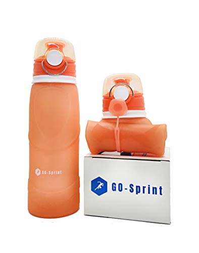 Go-Sprint Collapsible Water Bottle 26oz (750ml) Medical Grade Silicone, BPA Free, Leak Proof