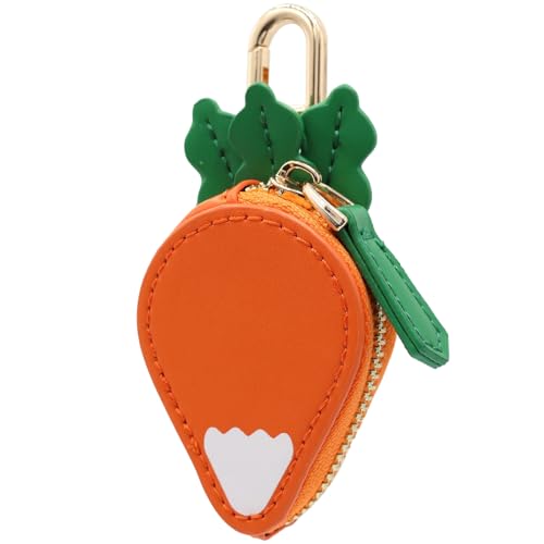 MC Fashion Fruit PU Leather Mini Coin Purse Keychain Charm (Carrot)