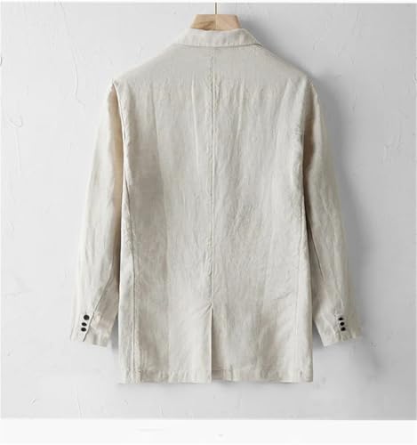 Men's Linen Blazer Thin Vintage Long Sleeve Single Breasted Lapel Business Casual Suit Jackets3