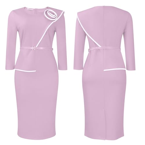 Image of Wear to Work Dress for Women Business Casual Bodycon Midi Dress Elegance Church Outfits