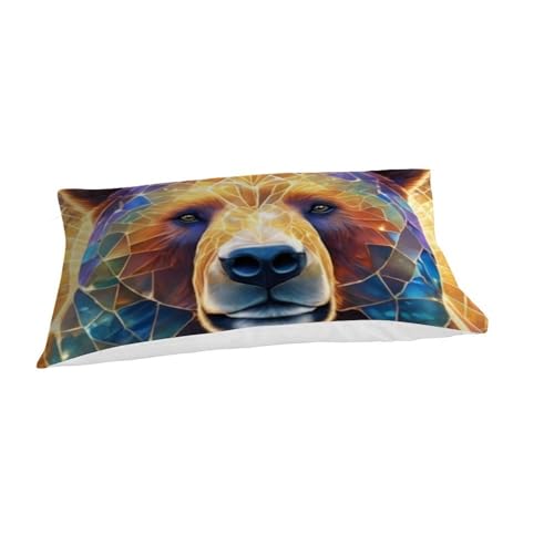 Linge de lit animaux imprimé 3D avec housse de couette ours 135x200cm