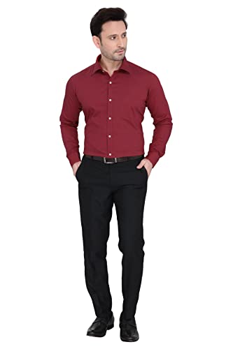 Image of Faubourg Cotton Blend 5377-5382 Men's Solid Plain Full Long Sleeve Slim Fit Formal Shirt