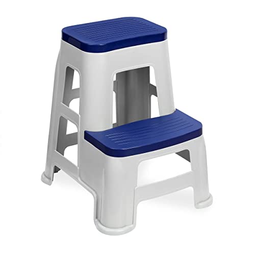 Image of Strong and Durable Plastic Step Stool for Home, Bedroom, Bathroom, Kitchen, Living Room Office Adult Kids Children's and Garden Stool with high Load Capacity (Blue), 48 x 60 Cm