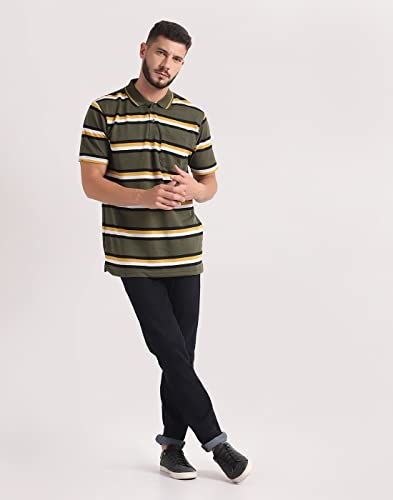 Image of INKKR Striped Men Polo Neck Half Sleeve T-Shirt