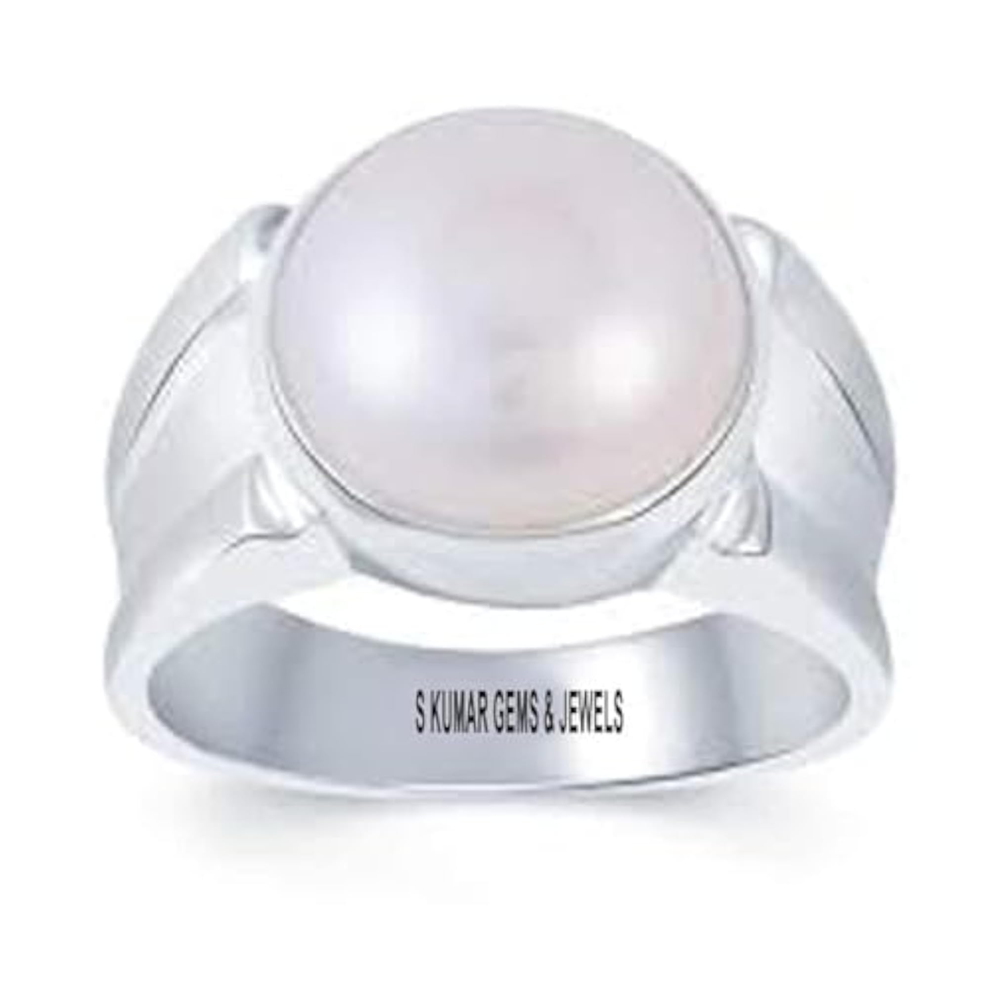 Certified Natural Pearl Gemstone Silver Ring, Unisex