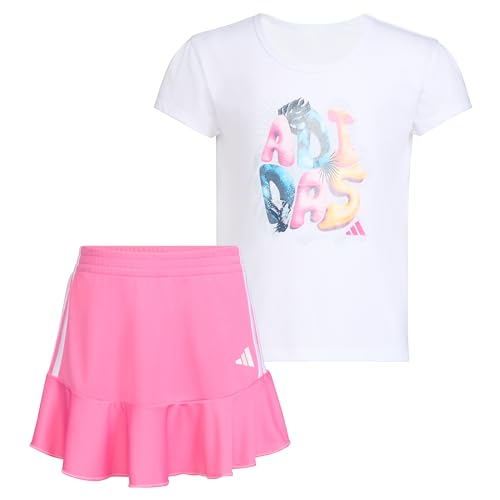 Image of adidas girls 2-Piece Short Sleeve Box Tee & Pleated Skort Set