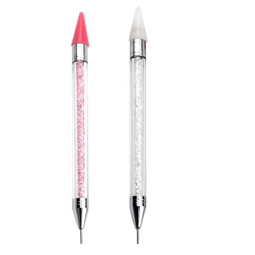 2 Piezas Bolígrafos de Pintura de Diamantes, Dotting Pen para Uñas, Gemas de Diamantes de Imitación de Doble Extremo Brillante Bolígrafos de Arte de Diamantes, Herramienta de DIY Nail Art Decoración