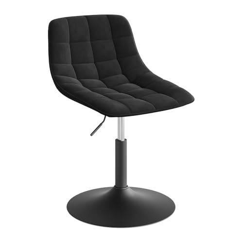 WOLTU Schminktisch Stuhl Hocker für Schminktisch, Schlafzimmer & Esszimmer - Höhenverstellbar, 360° Drehbar mit Rückenlehne, aus Bequemer Samt, Schwarz