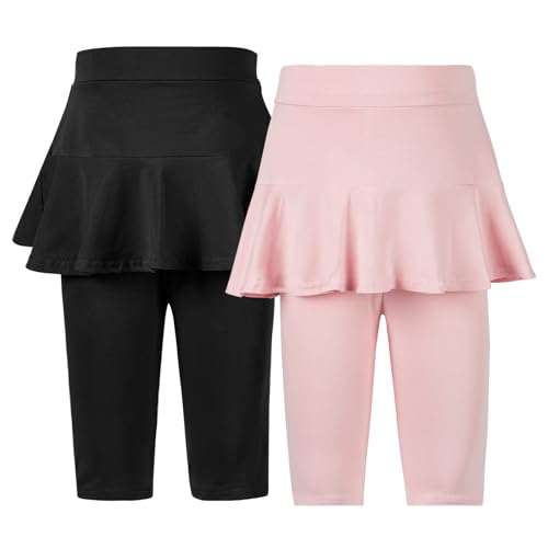 LOLANTA Girls Knee Length Leggings with Skirt Summer Shorts Capri Kids Casual Sports Skorts2