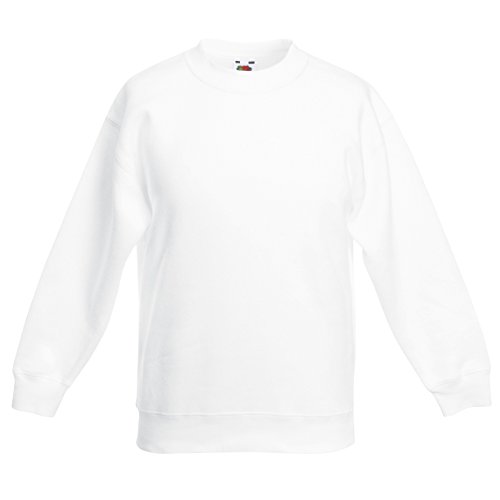 FRUIT OF THE LOOM Kids Classic Set-in Sweatshirt Jumper SS201 (5/6 Years, White)