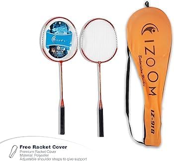 Image of 2 Pieces Aluminum Badminton Racket with Full-Cover Set Best for Practice (Izoom 918 Badmiton Set)