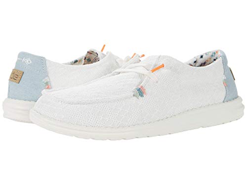 Image of HEYDUDE Women's Wendy Boho White Crochet Size 8 | Women's Shoes | Women's Lace Up Loafers | Comfortable & Light-Weight