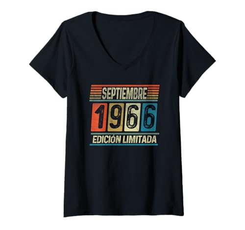 Mujer Septiembre 1966 Vintage - 57 Años Regalo Cumpleaños Hombre Camiseta Cuello V