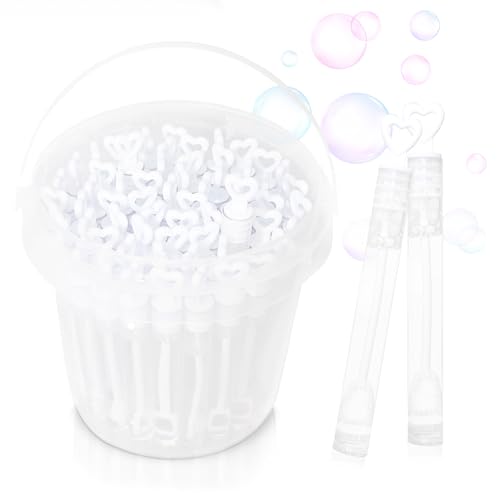 Mavanto 64x Bulles de Savon Mariage Coeur dans Un Seau Pratique - Bulle Mariage Parfaite pour des Moments inoubliables
