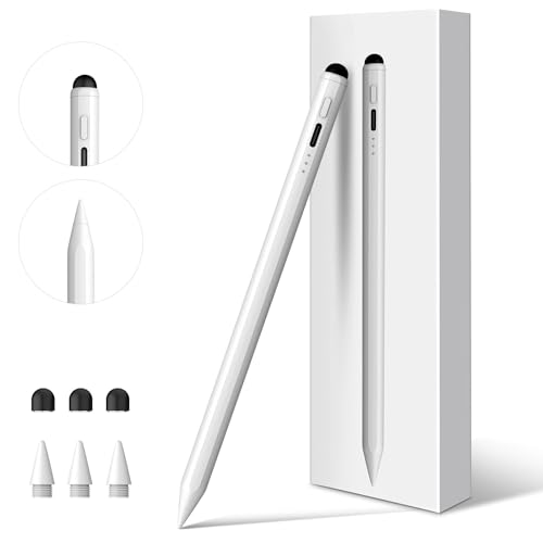 Image of Digiroot Upgrade iPad Pencil for Apple, 2IN1 3X Fast Charge Stylus Pen for iPad with Palm Rejection, Tilt Sensitive Work for iPad Pro 12.9 /11 M4, iPad 6-11, iPad Air 3-7 M2 M3, iPad Mini 5 /6, White