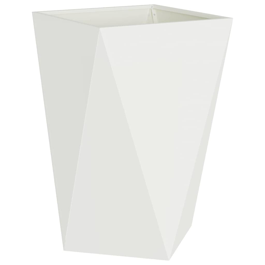Pflanzkübel Weiß 50x50x75 cm aus Stahl - Robuster Gartenpflanzer Modernes Design - Wetterfestes Pflanzgefäß für Garten Terrasse und Balkon - Rechteckiger Blumenkübel