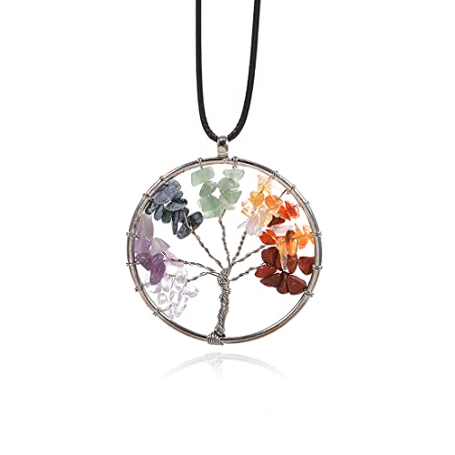 Reccisokz pendentif arbre de vie, pierre de cristal, perle, porte-bonheur, collier pendentif femme pendentif arbre de vie cadeau d'anniversaire homme femme femme fille Cover