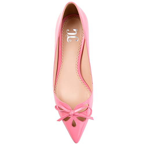 Brinley Co. Womens Cut-Out Bow Kitten Heel Pump Pink, 8 Regular US3